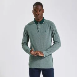 Polo Manches Longues Piqué à Col Contrasté
