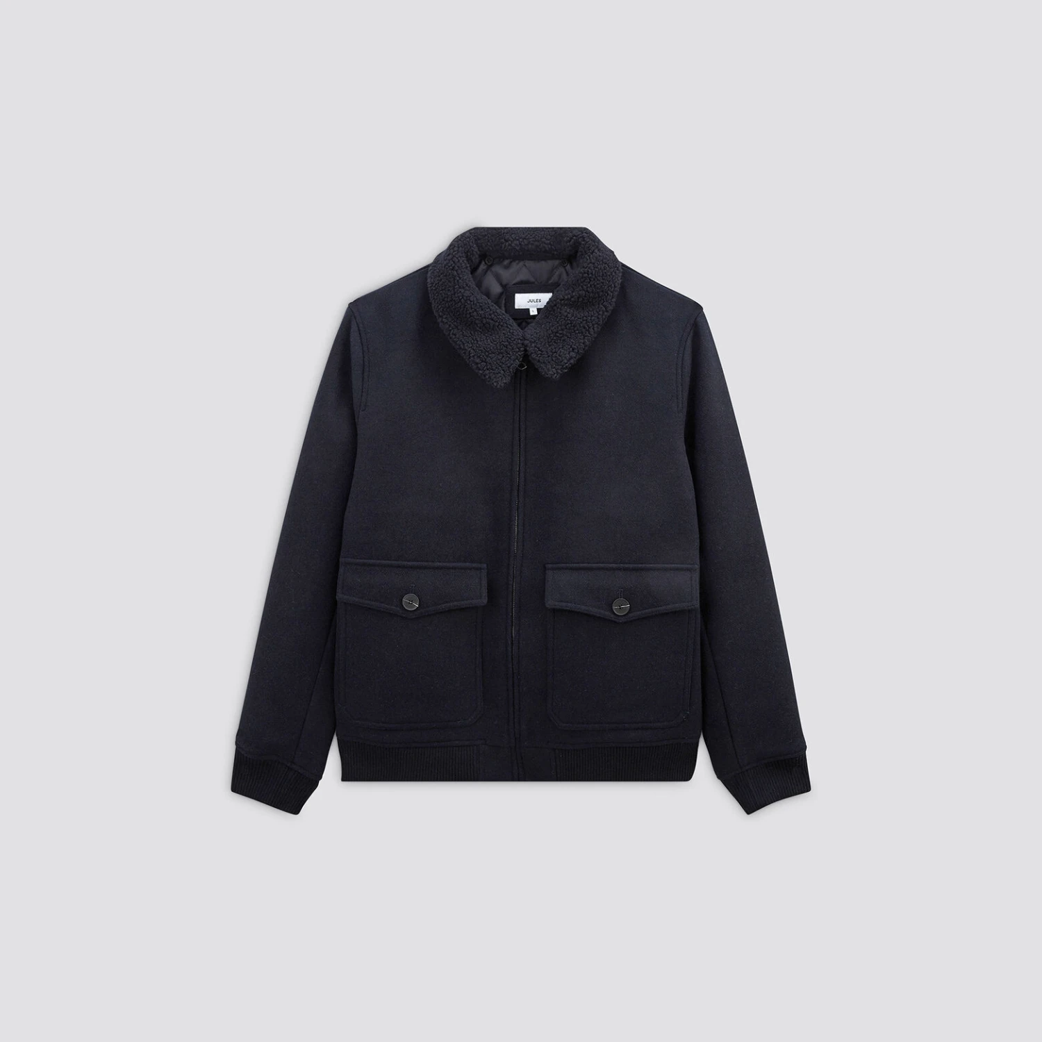 Blouson Lainage Col Faux Mouton 1 Blouson Lainage Col Faux Mouton