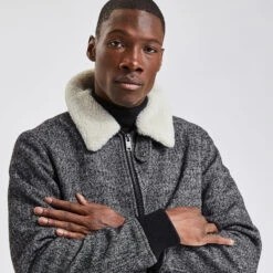 Blouson Lainage Fantaisie Col Faux Mouton -Jules 1002076 18426 V4