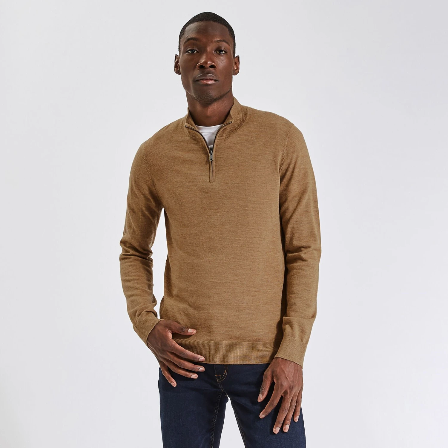 Pull à Col Montant Zippé En Laine Mérinos 1 Pull à Col Montant Zippé En Laine Mérinos