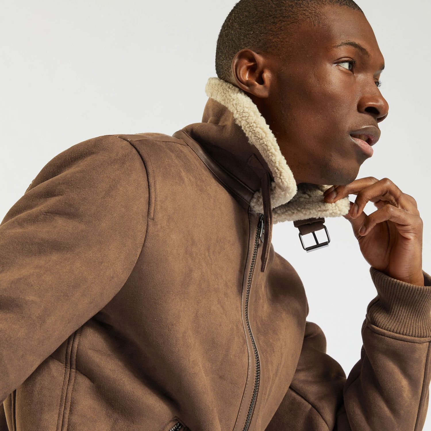 Blouson Aspect Velours Col Et Doublure Moutonnés 3 Blouson Aspect Velours Col Et Doublure Moutonnés – Image 3