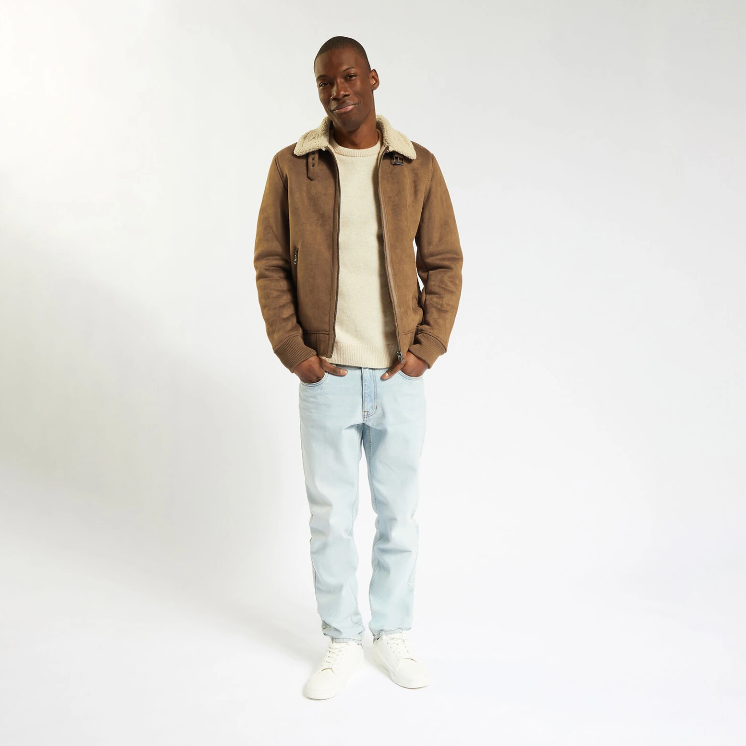 Blouson Aspect Velours Col Et Doublure Moutonnés 2 Blouson Aspect Velours Col Et Doublure Moutonnés – Image 2