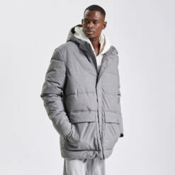 Doudoune Tissage Flanelle Et Col Montant