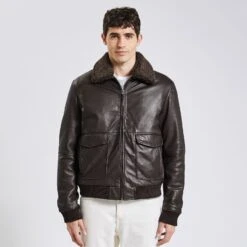 Blouson En Cuir Col Moutonné Amovible -Jules 1002707 17505 V2