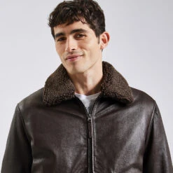 Blouson En Cuir Col Moutonné Amovible -Jules 1002707 17505 V4