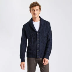 Gilet Col Châle à Torsades