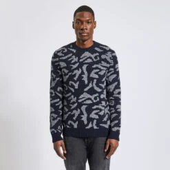 Pull Col Rond à Motif Camouflage En Laine -Jules 1002836 18005 V2