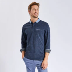 Polo Manches Longues Maille Piquée Moulinée Col Ox