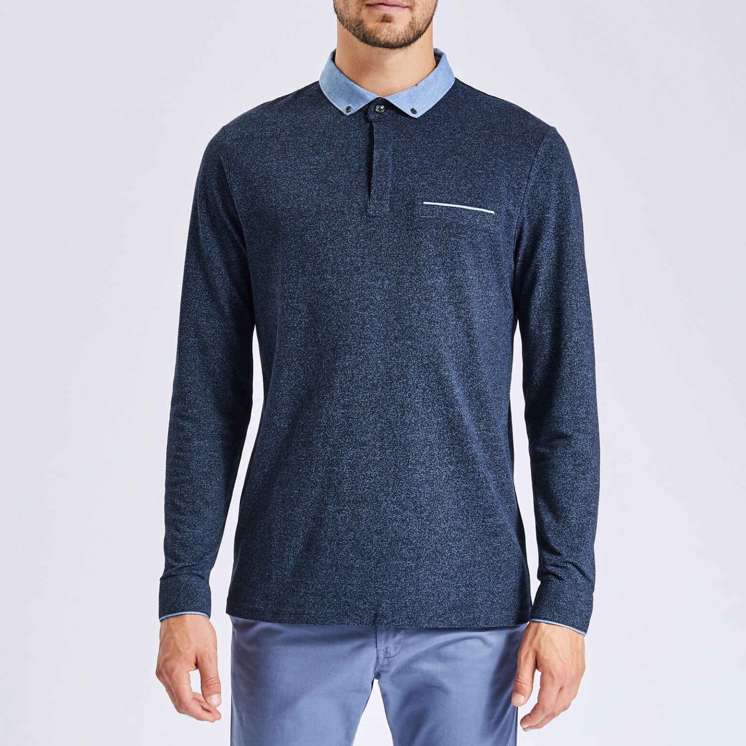 Polo Manches Longues Maille Piquée Moulinée Col Ox 5 Polo Manches Longues Maille Piquée Moulinée Col Ox – Image 5