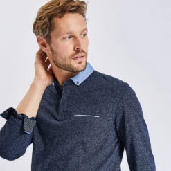 Polo Manches Longues Maille Piquée Moulinée Col Ox 12 Polo Manches Longues Maille Piquée Moulinée Col Ox -Jules 1003022 11845 V4