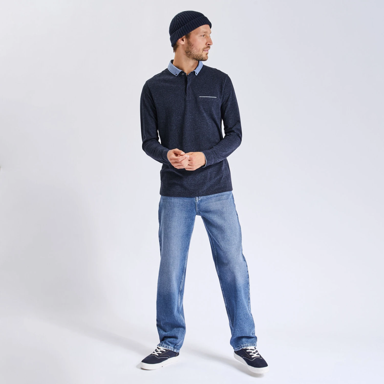 Polo Manches Longues Maille Piquée Moulinée Col Ox 4 Polo Manches Longues Maille Piquée Moulinée Col Ox – Image 4