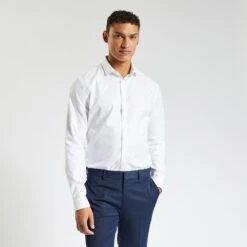 Chemise Slim Sans Repassage Unie Coton