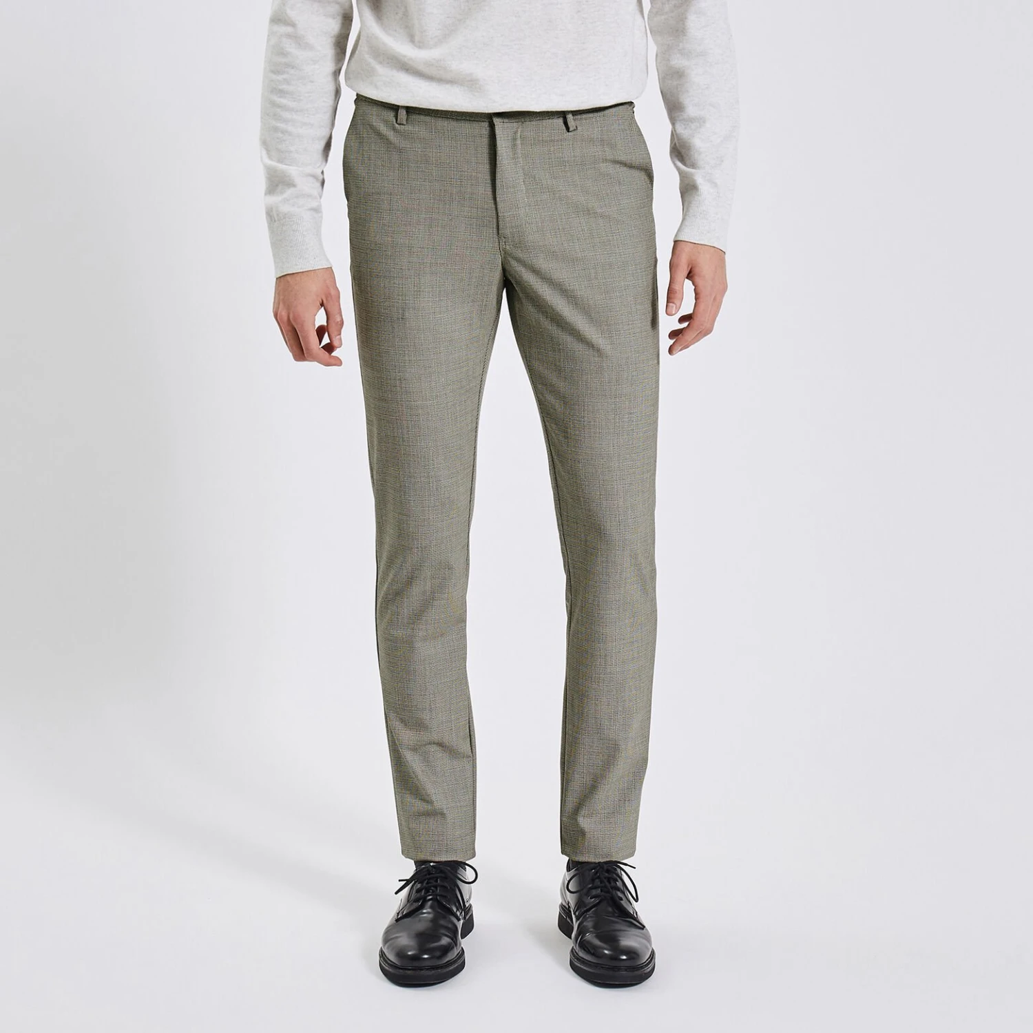 Pantalon Chino Slim à Carreaux Pied De Puce 1 Pantalon Chino Slim à Carreaux Pied De Puce