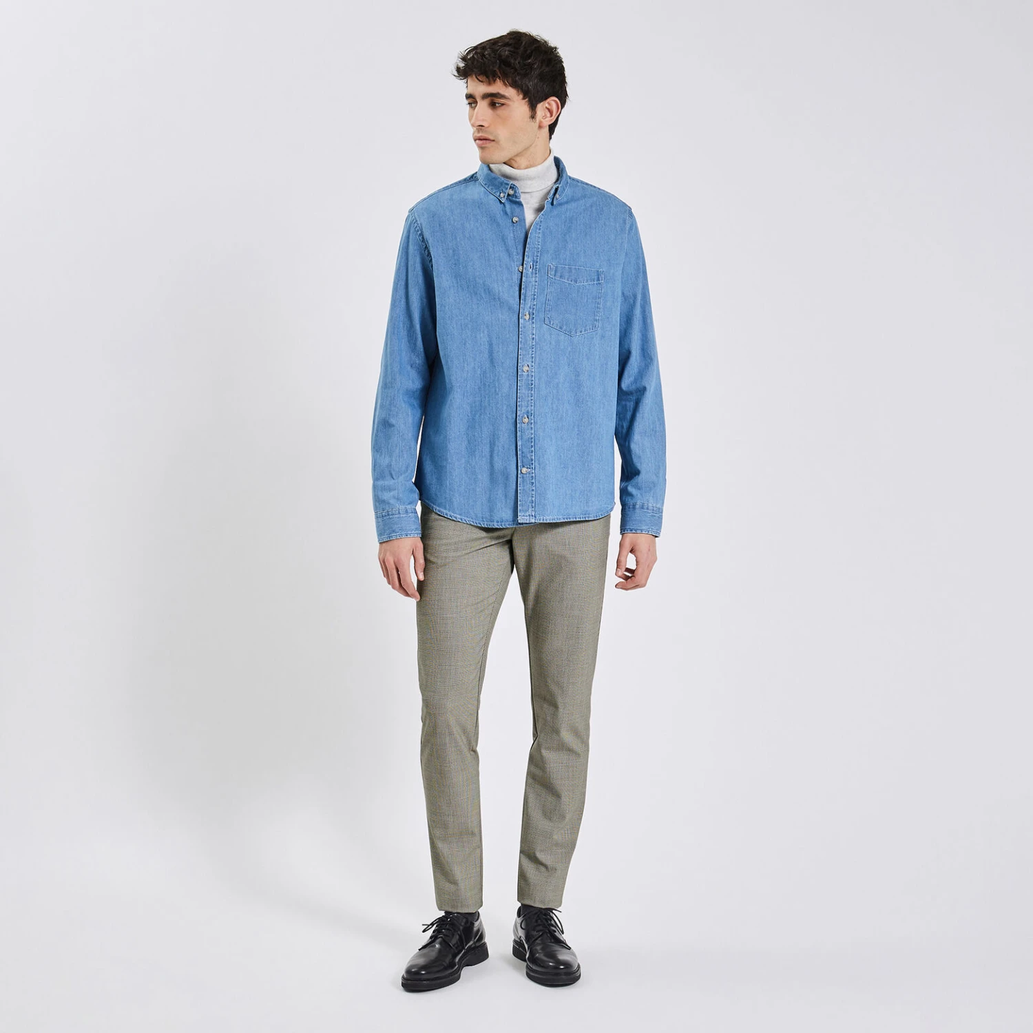 Pantalon Chino Slim à Carreaux Pied De Puce 2 Pantalon Chino Slim à Carreaux Pied De Puce – Image 2