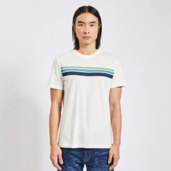 Tee Shirt Bandes Placées Printées -Jules 1003163 10002 V2