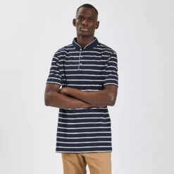 Polo Manches Courtes Marinière Col Mao