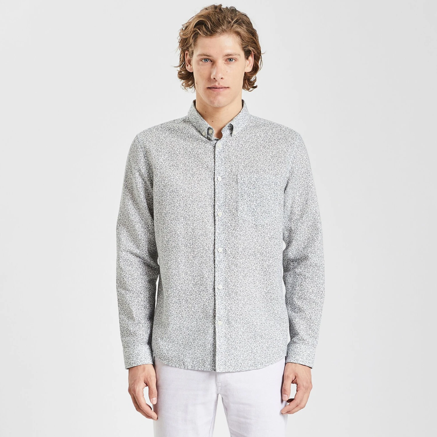 Chemise Regular Imprimé Fleur Coton Lin 5 Chemise Regular Imprimé Fleur Coton Lin – Image 5