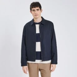 Blouson Col Chemise En Coton Lin