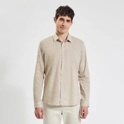 Chemise Slim Imprimé Feuille Coton