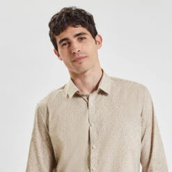 Chemise Slim Imprimé Feuille Coton -Jules 1003621 10500 V4
