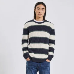 Pull Col Rond à Rayures