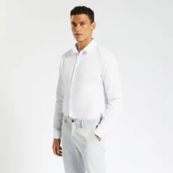 Chemise Slim Unie Coton Satin Twill