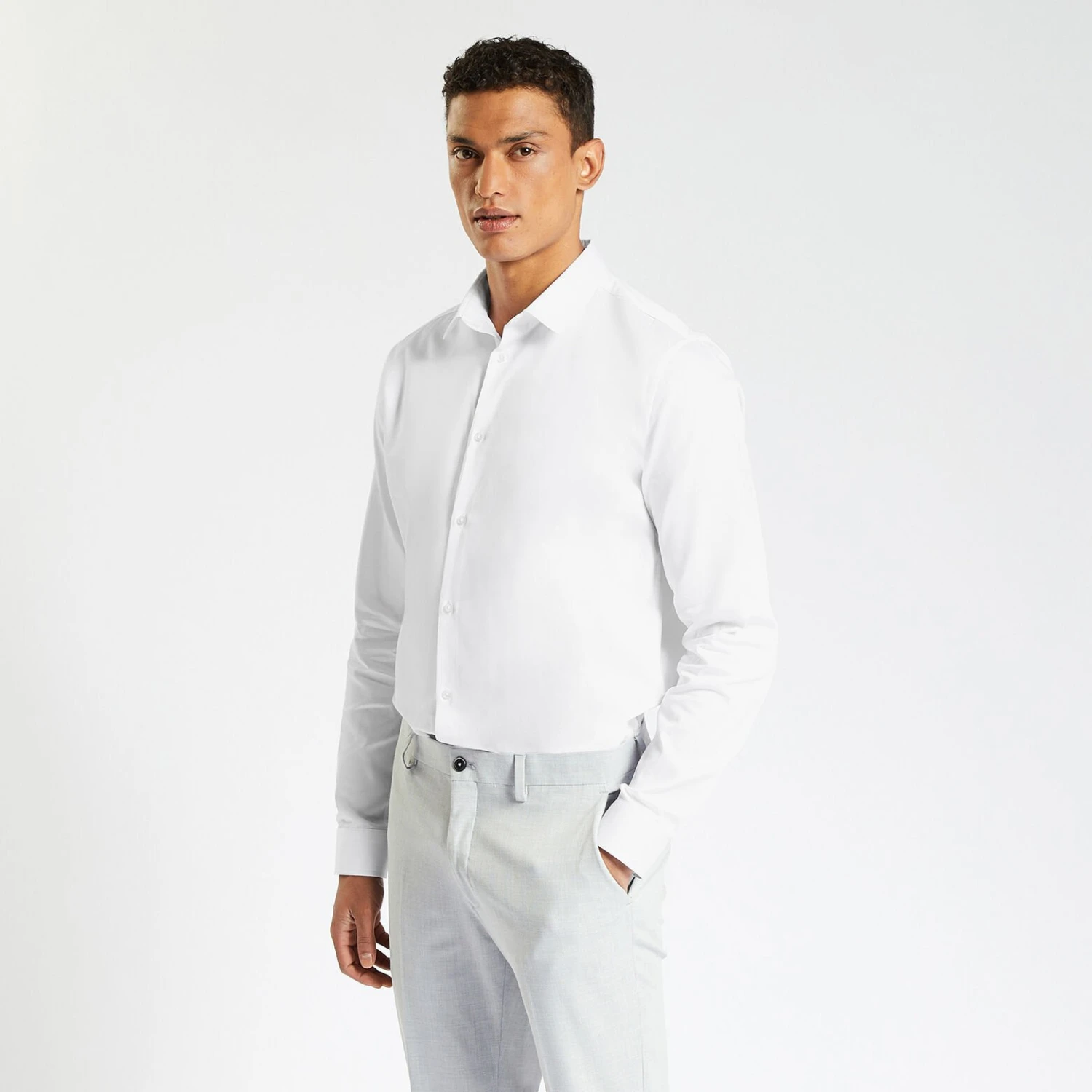Chemise Slim Unie Coton Satin Twill 1 Chemise Slim Unie Coton Satin Twill