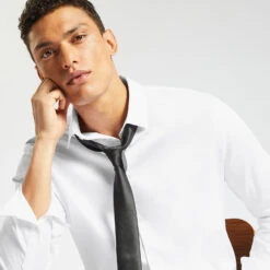 Chemise Slim Unie Coton Satin Twill 12 Chemise Slim Unie Coton Satin Twill -Jules 1003749 10000 V4