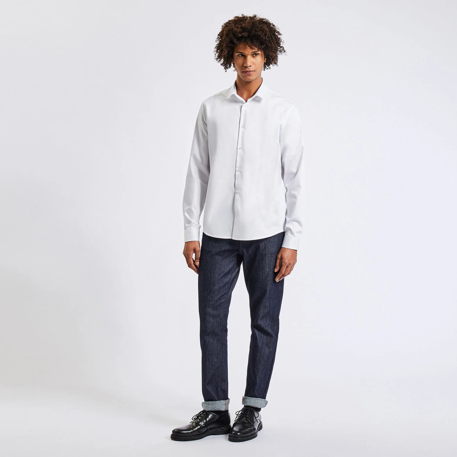 Chemise Slim Unie Coton Satin Twill 4 Chemise Slim Unie Coton Satin Twill – Image 4