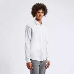 Chemise Slim Unie Coton Texturé