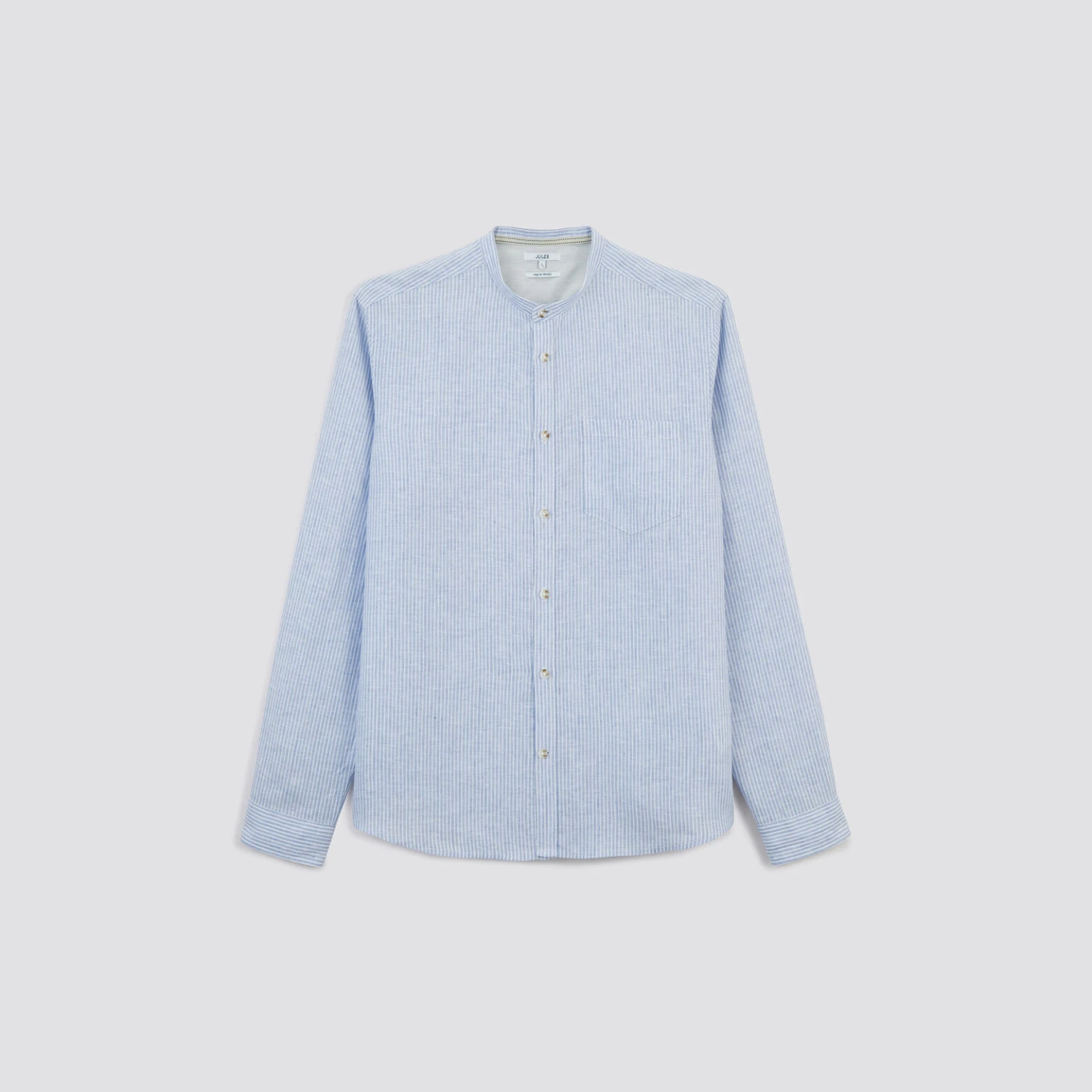 Chemise Regular Col Mao Rayures Lin 7 Chemise Regular Col Mao Rayures Lin – Image 7