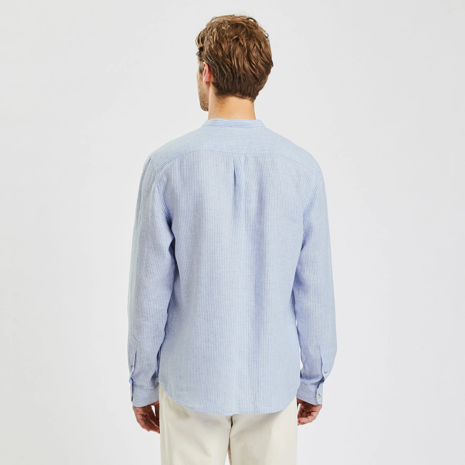 Chemise Regular Col Mao Rayures Lin 6 Chemise Regular Col Mao Rayures Lin – Image 6