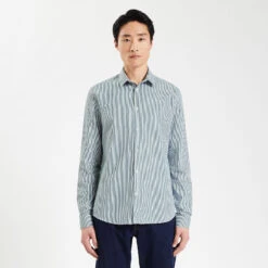 Chemise Slim Rayures Coton Viscose -Jules 1003896 16000 V2