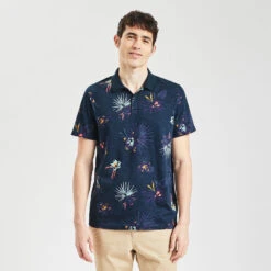 Polo Manches Courtes En Jersey Slub Imprimé