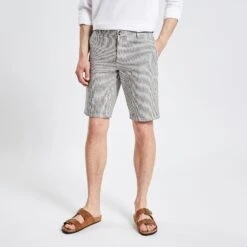 Bermuda En Lin Et Coton Rayé