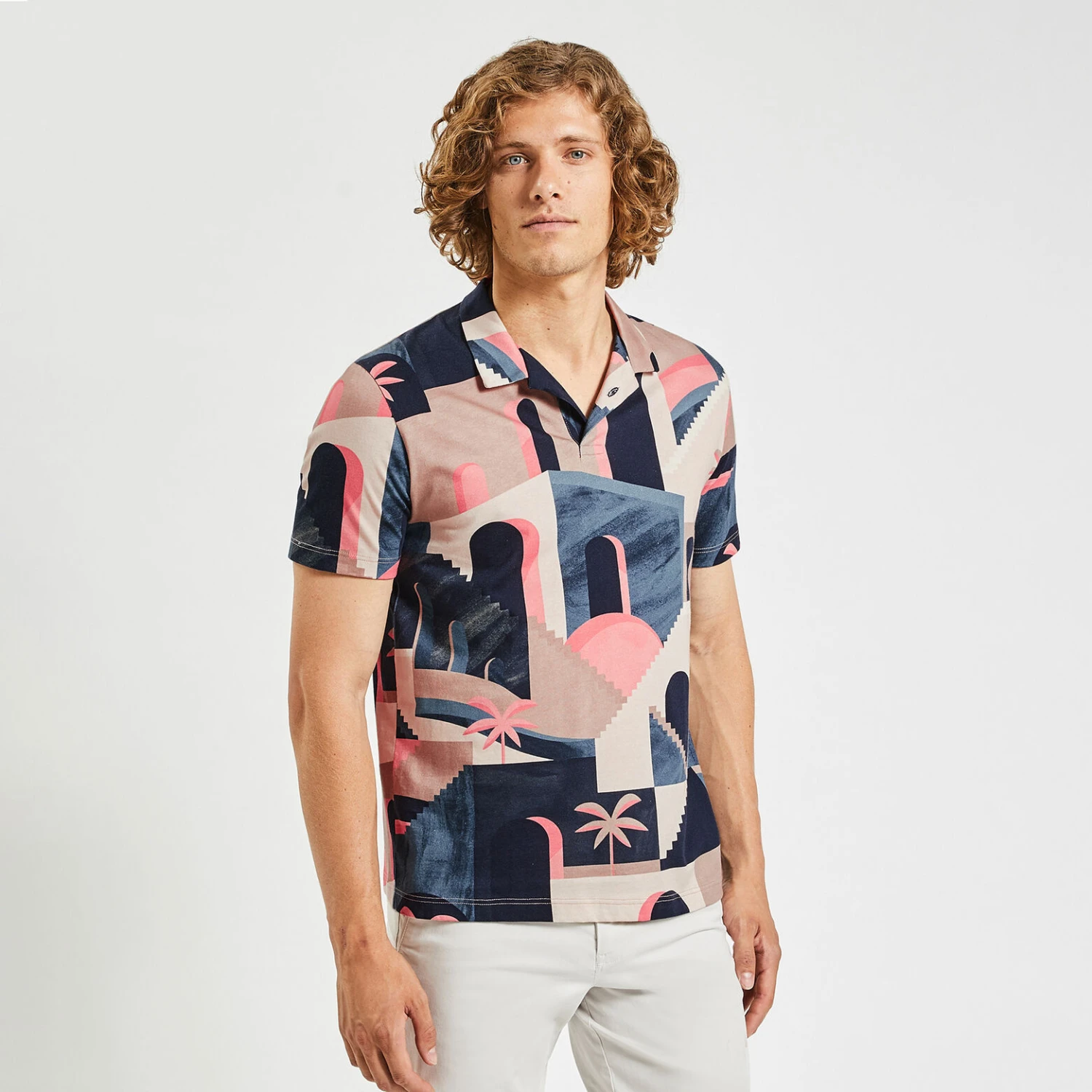 Polo Manches Courtes Imprimé Col Requin 1 Polo Manches Courtes Imprimé Col Requin