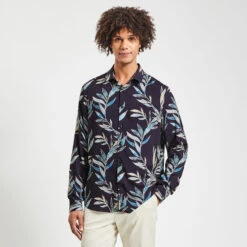 Chemise Slim Imprimé Feuilles Viscose