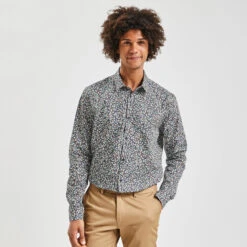 Jules 7 Chemise Slim Imprimé Fleur Coton Biologique