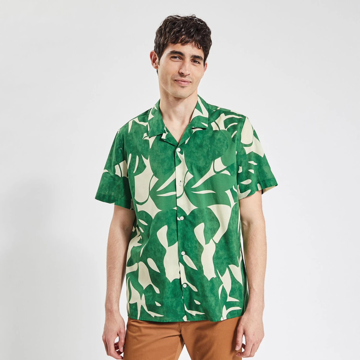 Chemisette Hawaïenne Regular Feuilles Coton Biolog 1 Chemisette Hawaïenne Regular Feuilles Coton Biolog