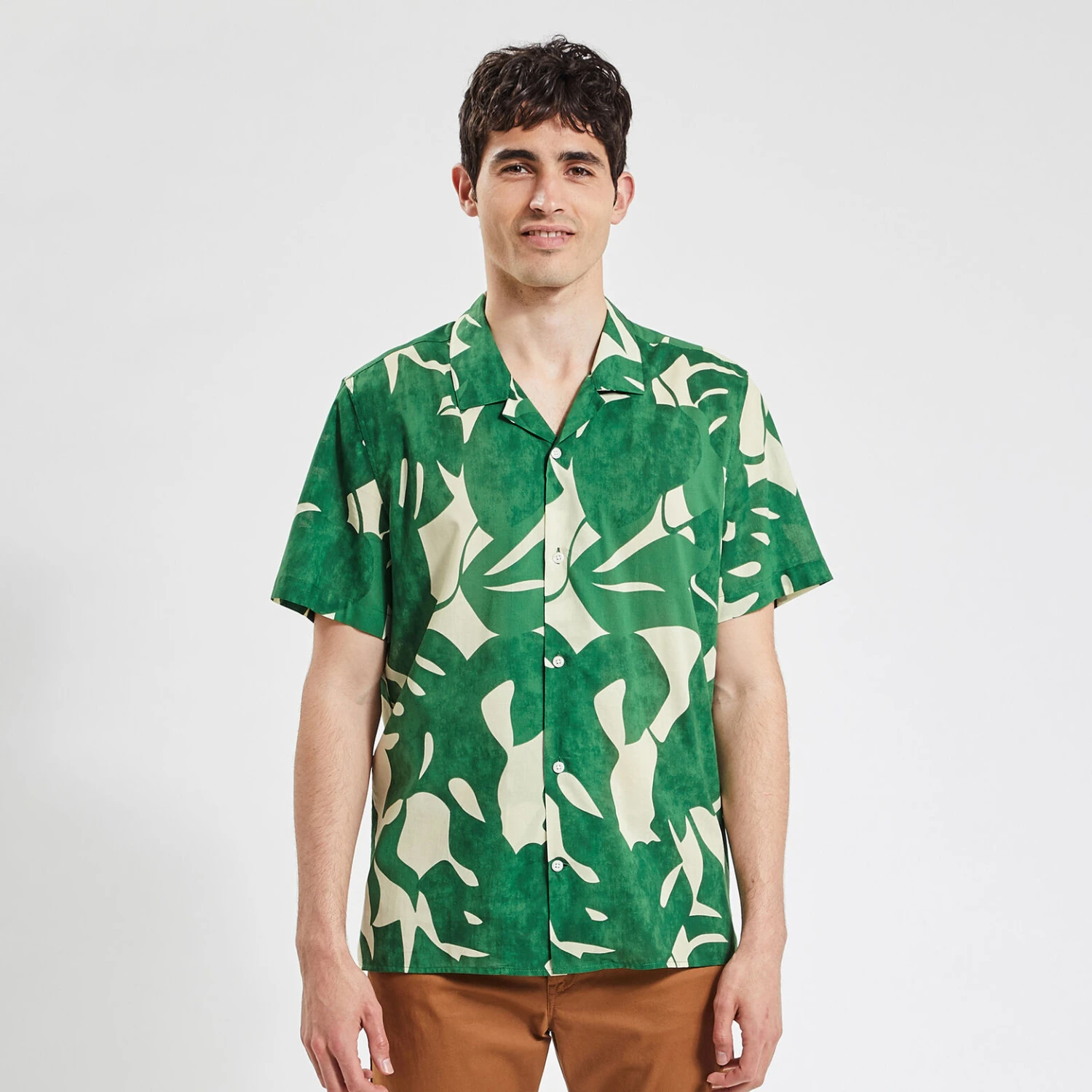 Chemisette Hawaïenne Regular Feuilles Coton Biolog 4 Chemisette Hawaïenne Regular Feuilles Coton Biolog – Image 4