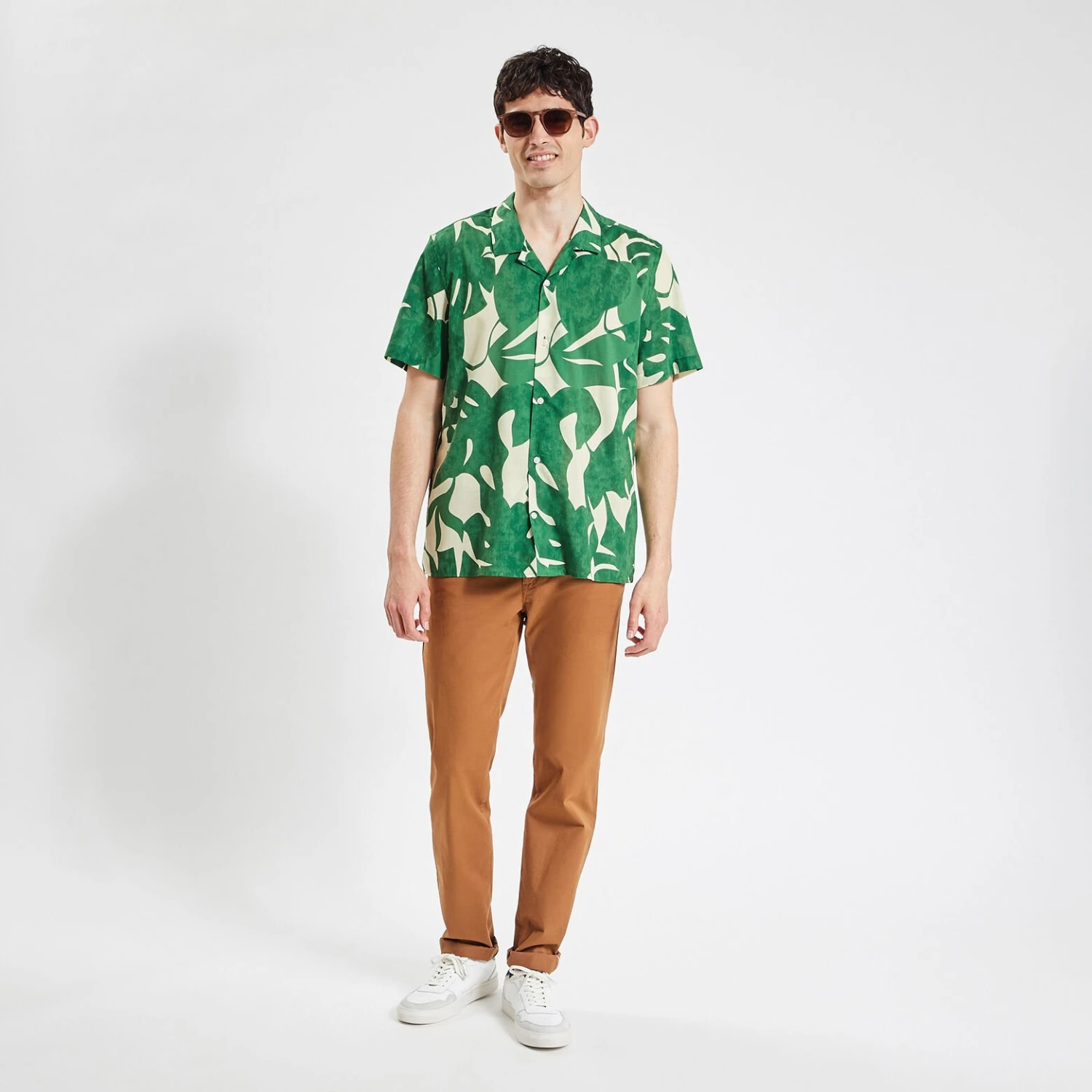 Chemisette Hawaïenne Regular Feuilles Coton Biolog 2 Chemisette Hawaïenne Regular Feuilles Coton Biolog – Image 2