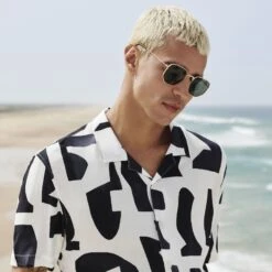 Chemisette Regular Imprimé Géométrique Viscose