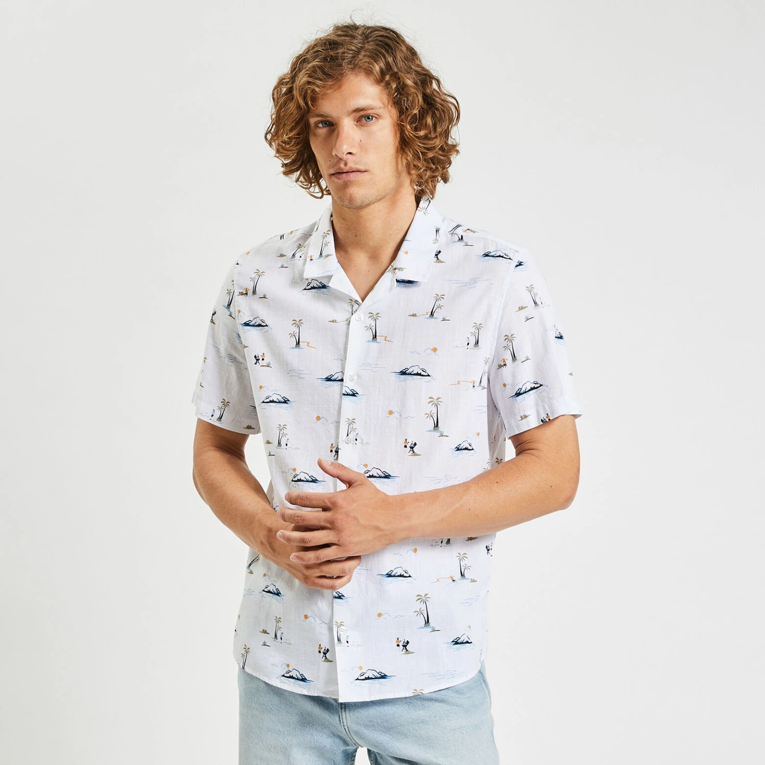 Chemisette Regular Imprimé Paysages Coton Flammé 1 Chemisette Regular Imprimé Paysages Coton Flammé