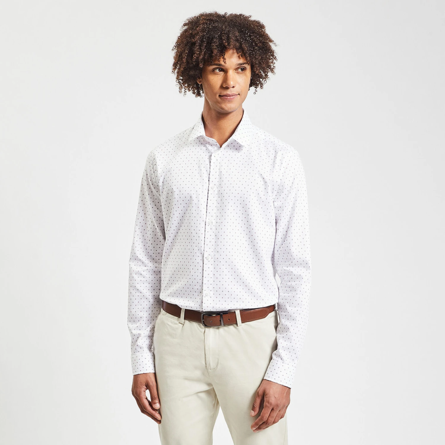 Chemise Slim Micro Imprimé Coton Dobby 1 Chemise Slim Micro Imprimé Coton Dobby