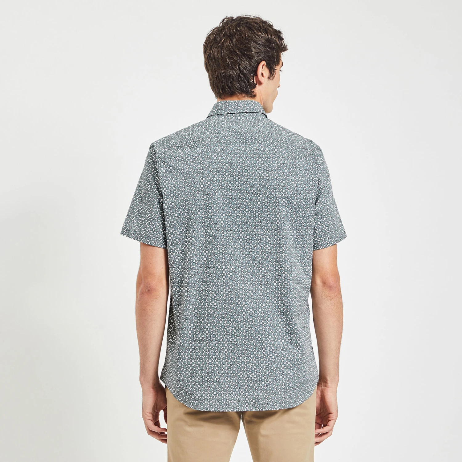 Chemisette Slim Imprimé Géométrique Coton Stretch 5 Chemisette Slim Imprimé Géométrique Coton Stretch – Image 5