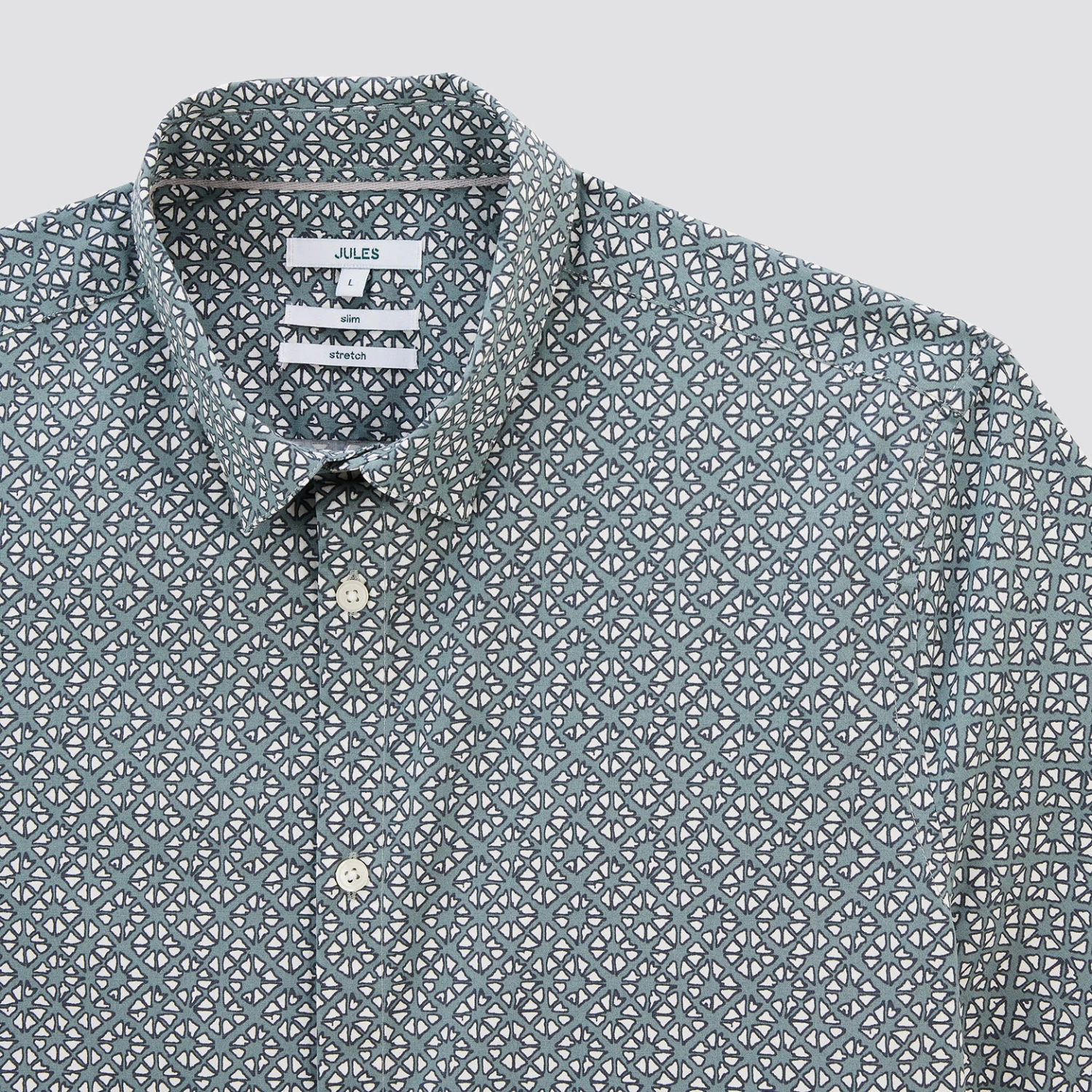Chemisette Slim Imprimé Géométrique Coton Stretch 7 Chemisette Slim Imprimé Géométrique Coton Stretch – Image 7