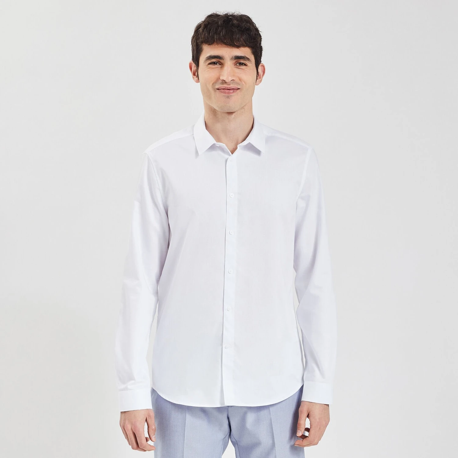 Chemise Slim Unie Stay Black/white Coton 5 Chemise Slim Unie Stay Black/white Coton – Image 5