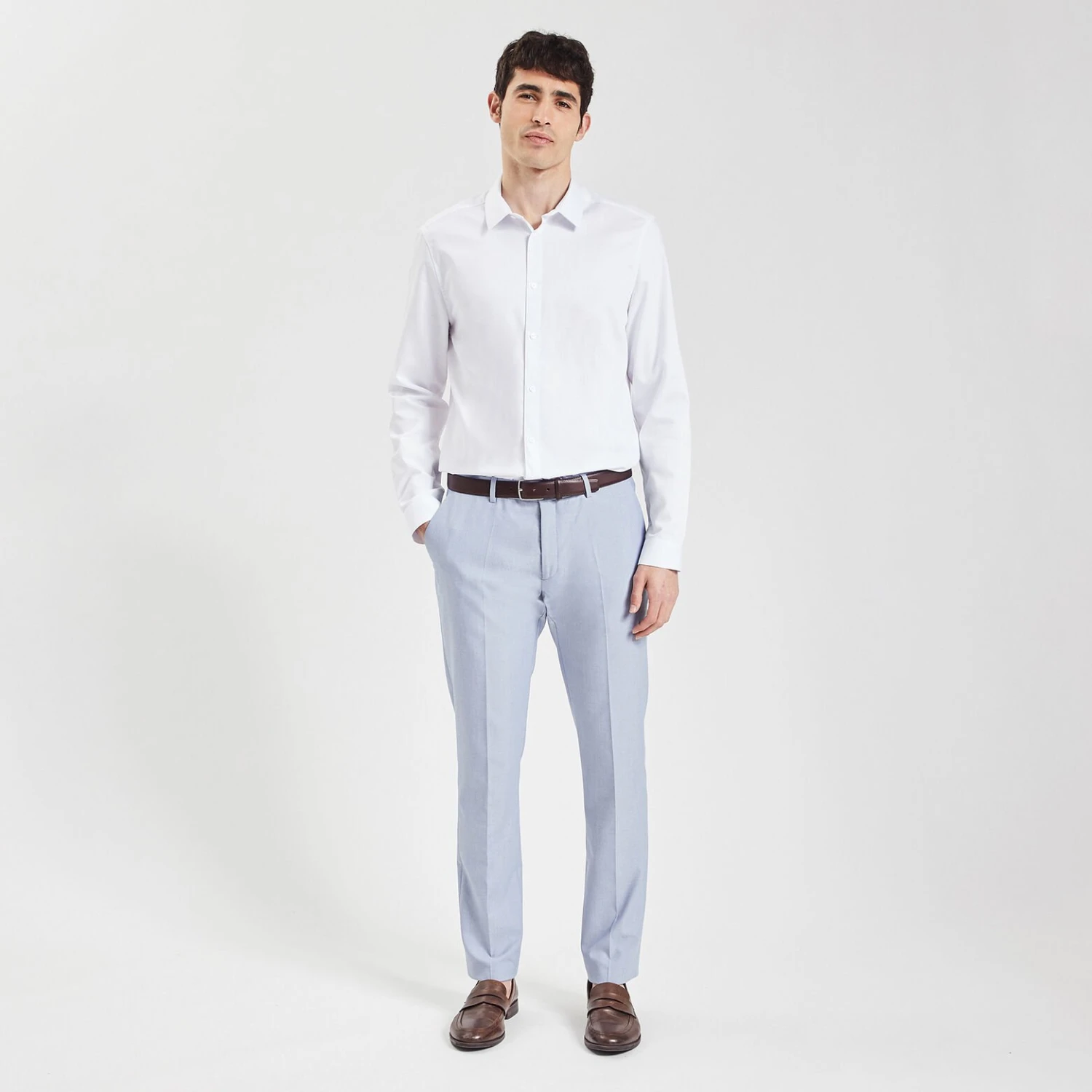 Chemise Slim Unie Stay Black/white Coton 2 Chemise Slim Unie Stay Black/white Coton – Image 2