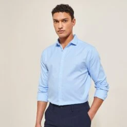 Chemise Regular Sans Repassage Unie Coton