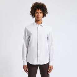 Chemise Slim Unie Coton Satin -Jules 727371 9010 V2
